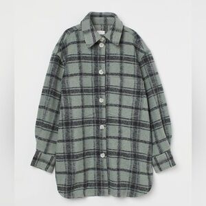 H&M Felted Plaid Shacket Size Small